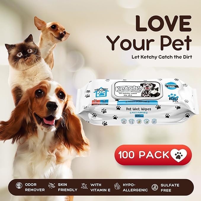 Ketchy Pet Cleaning Wipes 100 Pieces Ketchy Pet Cleaning Wipes 100 Pieces